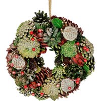 I.GE.A. Kunstkranz "Natur-Kranz mit echten Zapfen Lotus Perlen Beeren", Türkranz Tischkranz Adventsdeko Adventskranz Weihnachtsdeko von I.Ge.A.