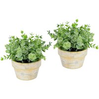 I.GE.A. Kunstpflanze "Künstlicher Eukalyptus im Topf 2er Set Pflanze", Deko Blume für Hochzeit Plastikpflanze Kräuter Deko-Kräuter von I.Ge.A.