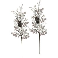 I.GE.A. Kunstzweig "Beerenzweig mit Zapfen geeist", 2er Set Künstlicher Zweig Blume Weihnachtsdeko Dekozweig Dekoration von I.Ge.A.