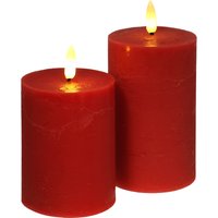 I.GE.A. LED-Kerze "LED Echtwachskerze 2er Set", Mit Timer Flackernd Stumpenkerze Adventskerzen Adventskranz von I.Ge.A.