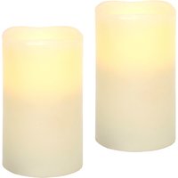 I.GE.A. LED-Kerze "LED-Kerzen Flackernd Warmweiß 2er Set Stumpenkerze Deko Valentinstag", Romantische Dekoration Creme Echtwachs romantisch von I.Ge.A.