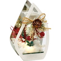 I.GE.A. Teelichthalter "Deko-Objekt mit LED Licht und Teelichtkerze", (1 St.), Tanne Zapfen Beeren Kerzenhalter Weihnachtsdeko Dekoobjekt von I.Ge.A.
