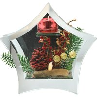 I.GE.A. Teelichthalter "Deko-Objekt mit LED Licht und Teelichtkerze" Tanne Zapfen Beeren LED-Kerze Kerzenhalter Weihnachtsdeko Dekoobjekt von I.Ge.A.