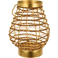 I.GE.A. Windlicht "LED-Laterne aus Metall Kordel", Windlicht Kerzenlaterne Gold Tischdeko Lichterkette von I.Ge.A.