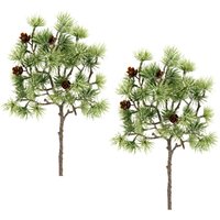 I.GE.A. Winterliche Kunstpflanze "Kunstzweig mit Zapfen, Weihnachtdeko", aus Kunststoff, 2er Set, grün, natur von I.Ge.A.