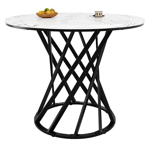 Esstisch Rund 80x80 cm Walnuss MDF, Moderner Küchentisch für 4 Personen mit Metallbeinen, Höhenverstellbare Füße, Kleiner Runder Tisch für Wohnzimmer, Esszimmer, Küche, Büro, Pflegeleicht (Stil 4) Esstisch Rund 80x80 cm Walnuss MDF, Moderner Küchentisch für 4 Personen mit Metallbeinen, Höhenverstellbare Füße, Kleiner Runder Tisch für Wohnzimmer, Esszimmer, Küche, Büro, Pflegeleicht (Stil 4) von I0I&I0I