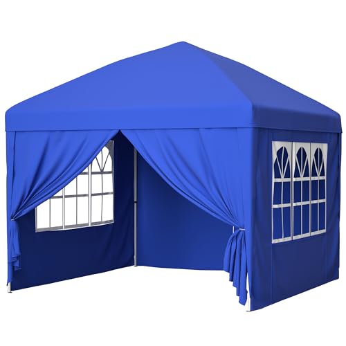 Faltpavillon 3x3m mit 4 Seitenwänden,Wasserdicht &Höhenverstellbar – Pop-up Gartenpavillon mit UV-Schutz, Tragetasche & Sandsäcken, Klappbar, Ideal für Garten, Terrasse, Party & Event (Blau) von I0I&I0I