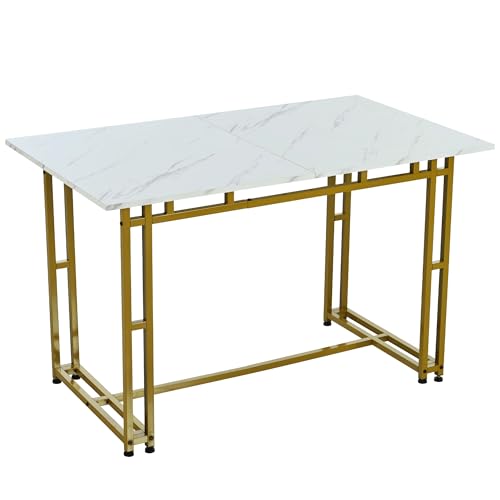 I0I&I0I Leichter Luxus Esstisch,(1-St), Gestell aus Metall Rechteckiger Esstisch aus Moderner Küchentisch mit Metallbeinen für Esszimmer Wohnzimmer,Golden Tischbeine (Gold, 120x70cm) von I0I&I0I