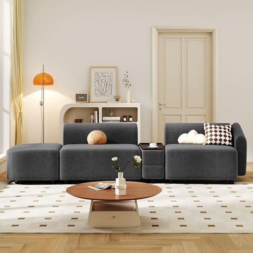 I0I&I0I Normales Sofa, Modernes Design, Polstermöbel, Sofa, Dreisitzer-Sofa, Wohnzimmersofa mit Couchtisch-Aufbewahrung, mit Fußstütze, Chaiselongue-Sofa (Dark Gray) von I0I&I0I