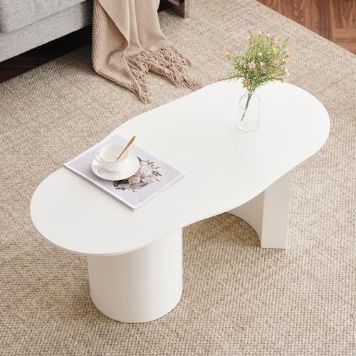 I0I&I0I Weißer Couchtisch 100 cm, Stabil und Langlebig, Unregelmäßige Form, Hochwertiges MDF, Lackierte Oberfläche, Modernes Design für Wohnzimmer (Weiß) von I0I&I0I