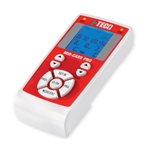 I-Tech Mio-Care PRO, Elektrostimulator 2 unabhängige Kanäle, 8 Elektroden, max. 100 mAh pro Kanal, 50 Programme: 14 medizinische, 15 Schönheit, 21 Fitness, 13 kostenlose Erinnerungen von I TECH