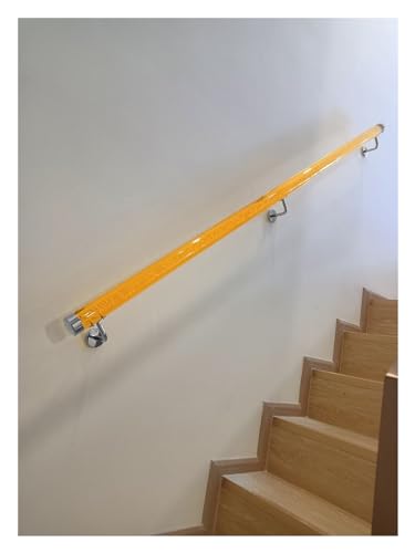 1 Stück anpassbarer Treppenhandlauf aus klarem Acryl mit Edelstahlhalterungen – rutschfest und stilvoll(Silver Brackets,4.6m/15ft) von IAGWNNWY