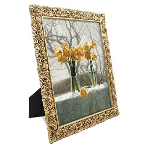 iAmoy Bilderrahmen, 20,3 x 25,4 cm, goldfarben, Vintage-Dekor, Rahmen 20,3 x 25,4 cm, mit Blätterschnitzerei von IAMOY