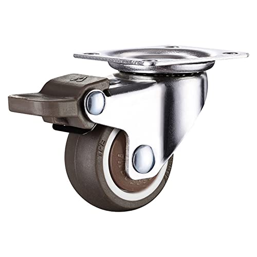 Möbelrollen Lenkrollen Weiche Gummi Lenkrollen Silber für Plattform Trolley Stuhl 1 Stück (A1 No Brake) von IANHUASH