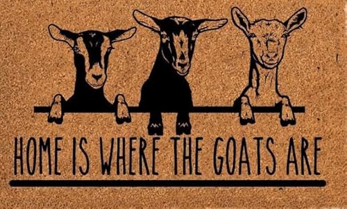 Bodenmatte Home is Where The Goats Are Fußmatte, Home is Where The Goats Are, Ziegen-Heimdekoration 24"x36" von IAS Shop