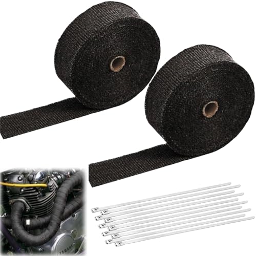 IATAHI Hitzeschutzband Auspuff,2pcs Hitzeschutzband Auspuffband,Dichtband Hitzeschutz Auspuff Bandage,Edelstahl Hitzeschutzband,für Fächerkrümmer Thermoband Krümmerband Auto von IATAHI