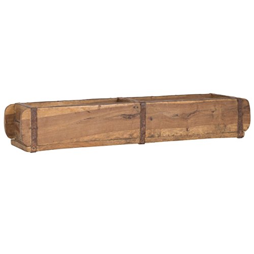 IB Laursen Alte Ziegelform 57x14.5x8.5 Zweikammer - Vintage Holzkiste mit Metallbeschlägen - Echte, benutzte Form aus Indien aus Altholz gefertigt - Jedes Stück ein Unikat von IB Laursen