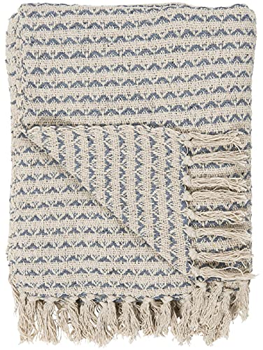 Decke Plaid Creme / blau mit Streifenmuster von Ib Laursen von IB Laursen