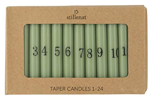 IB Laursen - Adventskerzen - Kalenderkerzen - 1-24 - Grün - mit schwarzen Zahlen - 24er Set von IB Laursen