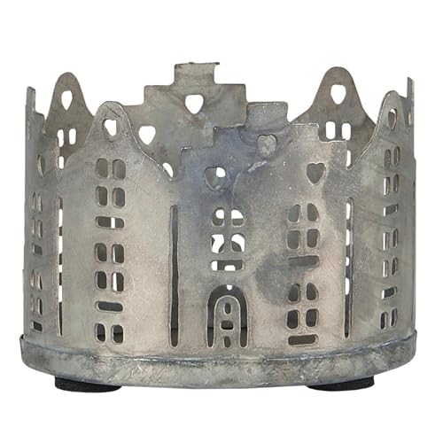 IB Laursen Kerzenhalter, Teelicht, gestanzte Häuser, silberfarben, Metall von IB Laursen