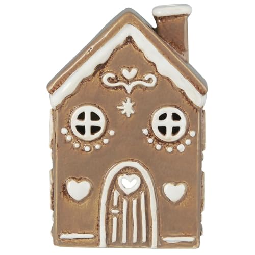 IB Laursen Lichthaus LEBKUCHENHAUS Rundbogen Tür Herzen 15 cm Teelicht Keramik von IB Laursen