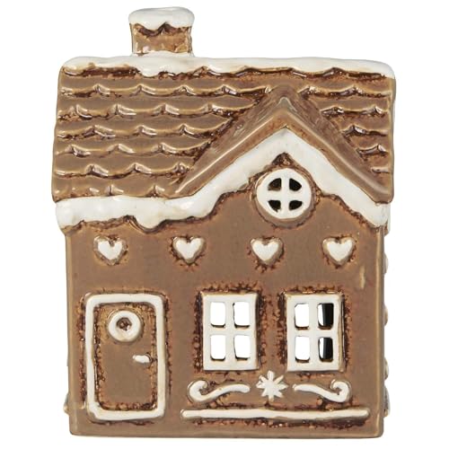 IB Laursen Lichthaus LEBKUCHENHAUS eckige Tür Herzen 14 cm Teelicht Keramik von IB Laursen