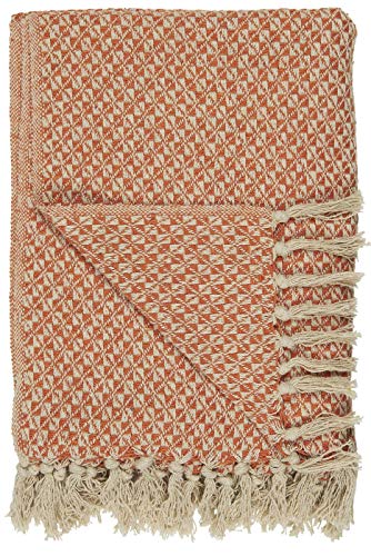 IB Laursen Plaid Decke Sofadecke Bettüberwurf Tagesdecke Creme/Orange Muster Baumwolle 160 x 130 cm 6570-36 cm von IB Laursen