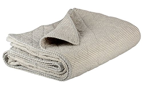 IB Laursen - Quilt, Decke, Kuscheldecke, Tagesdecke - Farbe: Weiß-Grau gestreift - 180 x 130 cm - 100% Baumwolle von IB Laursen