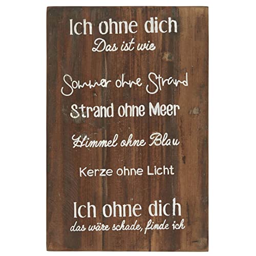 IB Laursen Schild ICH OHNE Dich Holzschild 30x45 cm Deko Schild Holz von IB Laursen
