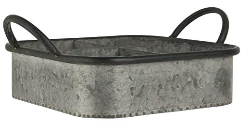 IB Laursen Tablett quadratisch 4 Fächer grau Metall Zink Garten Blumen Urban von IB Laursen
