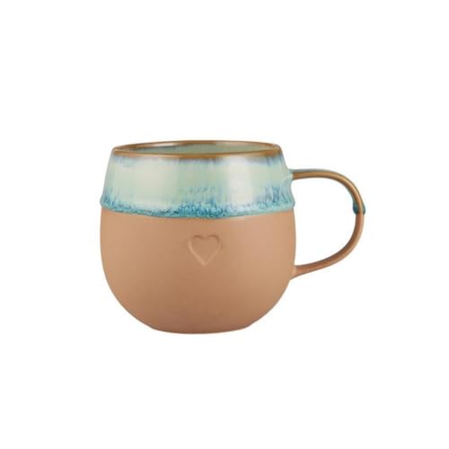 IB Laursen Tasse m/Henkel Heart mattbraunes Ton m/Aqua Kante 380 ml B: 9,5 H: 9,5 L: 13,5 von IB Laursen