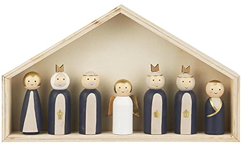 IB Laursen Weihnachts Krippe mit 7 Holz Figuren Set Krippen Weihnachten Deko von IB Laursen