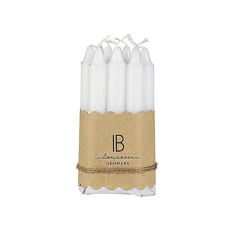 IB Laursen dünne Kerzen Stabkerzen im Set 10-er Pack Kerzen versch. Farben H10 x 1,3cm Brenndauer 1,5 Std. (Weiß) von IB Laursen