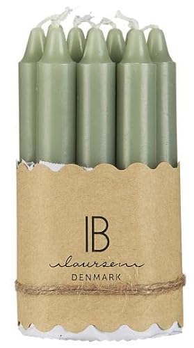 IB Laursen dünne Kerzen Stabkerzen im Set 10-er Pack Kerzen versch. Farben H10 x 1,3cm Brenndauer 1,5 Std. (staubig Grün) von IB Laursen