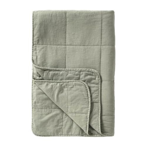 Ib Laursen Kuscheldecke Tagesdecke Steppdecke Plaid Vintage Quilt green mist 180 cm x 130 cm, 100% Baumwolle, Füllung 100% Polyester grün von IB Laursen