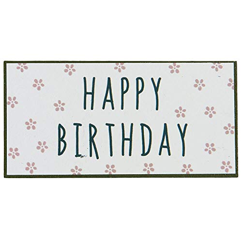 Ib Laursen Magnet Happy Birthday rosa Blümchen - nostalgisch Geschenkidee Geburtstag Geschenkanhänger Blechschilder Magnetschild Kühlschrankmagnet Vintage von IB Laursen