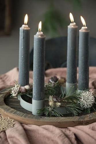 Ib Laursen Rustikale Stabkerze Kerze Spitzkerze durchgefärbt 100% Paraffin H18xØ2,2cm im 4er Set Candle Ambiente Kerze Brenndauer 8 Stunden (Grau) von IB Laursen