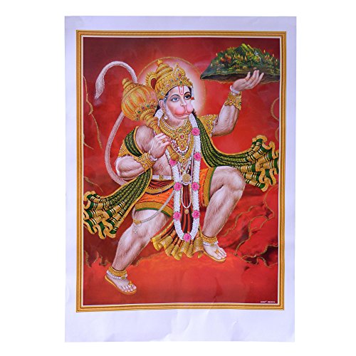 Bild Hanuman 50 x 70 cm Gottheit Hinduismus Kunstdruck Plakat Poster Glitzerfarbe Religion Spiritualität Dekoration von IB