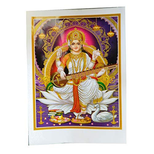 Bild Sarasvati Saraswati 50 x 70 cm Gottheit Hinduismus Kunstdruck Plakat Poster Glitzerfarbe Religion Spiritualität Dekoration von IB
