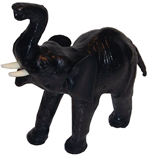 IB Elefant Leder schwarz 19cm hoch Rüssel nach Oben Echtleder Wohndeko von IB