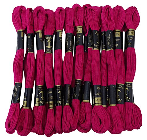 ANCHOR 25 x Stranded Baumwollkreuz-Heftung Hand Stickgarn Floss Skeins-Magenta von IBA Indianbeautifulart