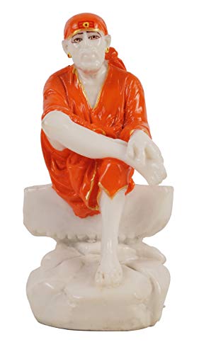 IBA Indianbeautifulart 15.8Cm Lord Sai Baba Marmorstaub Statue Fur Armaturenbrett Im Auto Haupt Dekor Geschenk Im Detail Idol Gemeißelt von IBA Indianbeautifulart