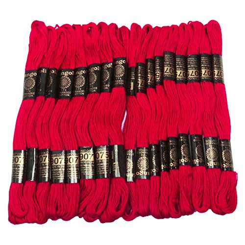 IBA Indianbeautifulart 25 STK Red Baumwollfaden Nuhen Floss Skein Kreuz Needlepoint Stick von Knitwit