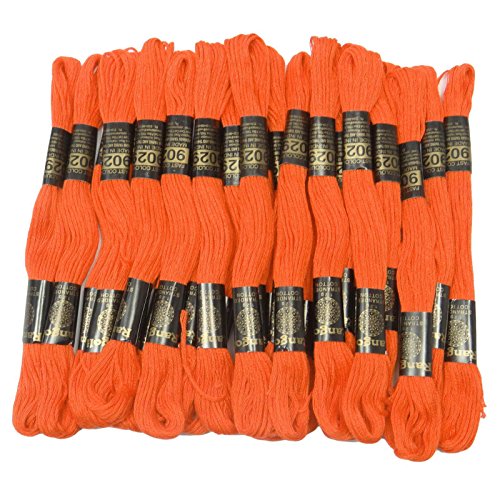 IBA Indianbeautifulart 25 STK orange Baumwollfaden Nuhstich Skein Stickgarn Stick von Knitwit