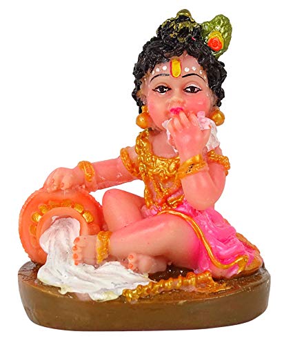 IBA Indianbeautifulart Herr Krishna Handgefertigte Harz Statue 8.5 cm Kleines Idol Fur Auto Armaturenbrett Figuren Wohnkultur von IBA Indianbeautifulart