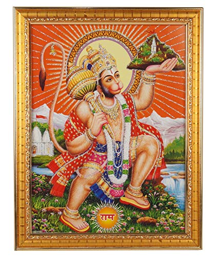 IBA Indianbeautifulart Hindu Hanuman Foto Fur Mit Rahmen Fliegen Hanuman Bild Hangen von IBA Indianbeautifulart