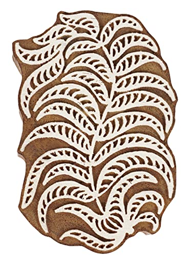 IBA Indianbeautifulart Textildruckblock Blatt Hand Geschnitzter Holzstempel Holzblock-Druck Textilstempel Fur Stoff- / Keramikblocke von IBA Indianbeautifulart