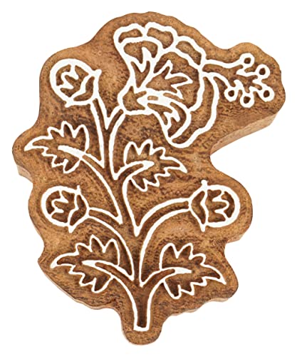 IBA Indianbeautifulart Textildruckblock Blumengrenze Motiv. Hand Geschnitzter Holzstempel Holzblock-Druck Textilstempel Fur Stoff- / Keramikblocke- 2.5 Zoll von IBA Indianbeautifulart