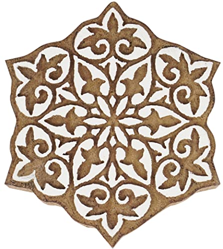 IBA Indianbeautifulart Textildruckblock Mandala Hand Geschnitzter Holzstempel Holzblock,Druck Textilstempel Fur Stoff- / Keramikblocke- 6 Zoll von IBA Indianbeautifulart