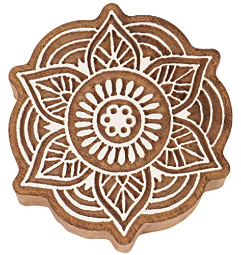 IBA Indianbeautifulart Textildruckblock Mandala Hand Geschnitzter Holzstempel Holzblock-Druck Textilstempel Fur Stoff- / Keramikblocke- 2.5 Zoll von IBA Indianbeautifulart